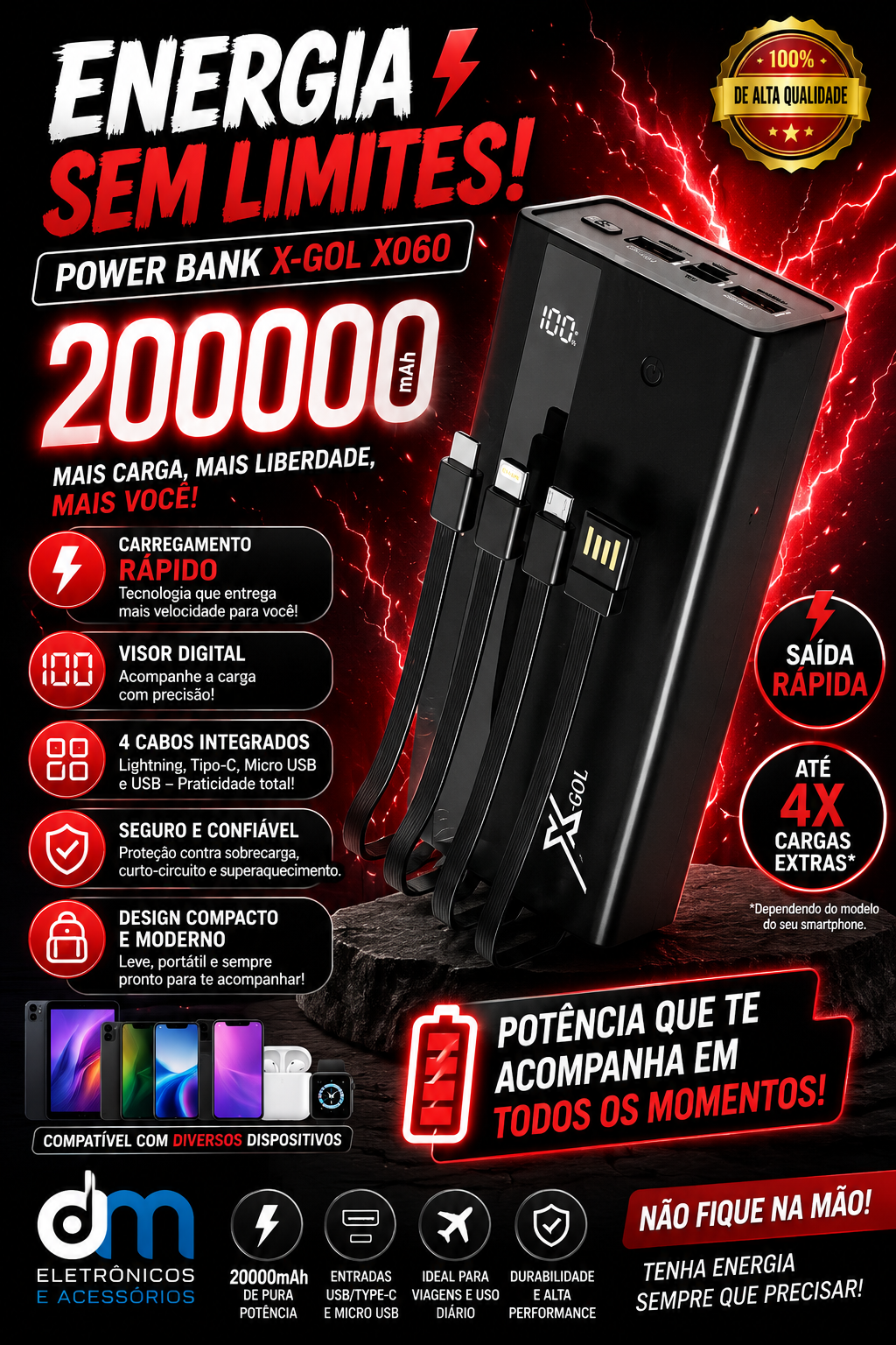 Power Bank 2000mAh em Cachoeira